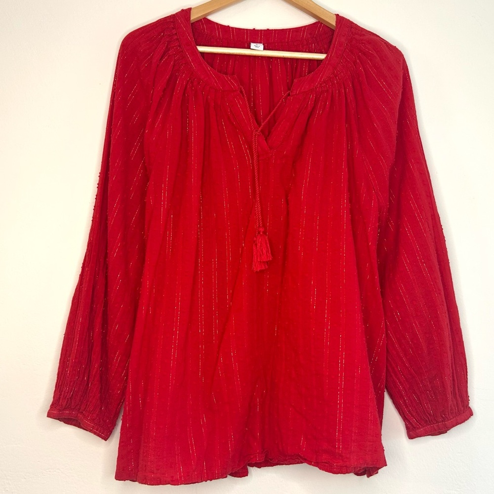 Old Navy red peasant shirt